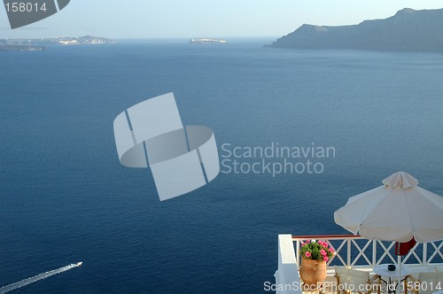 Image of santorini view with boat