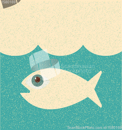 Image of Fish. Retro poster