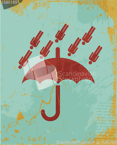 Image of umbrella retro concept background