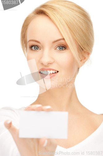 Image of woman with business card