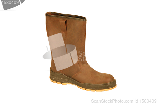 Image of brown leather boot isolated
