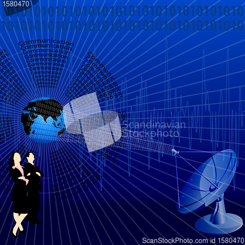 Image of business communication concept, satellites transferring data sig