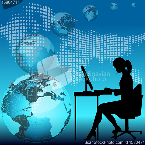 Image of business woman working on computer