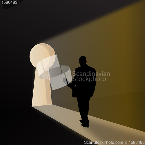 Image of silhouette of a business man expressing key to sucess