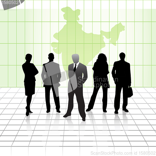 Image of team of business men with india map background