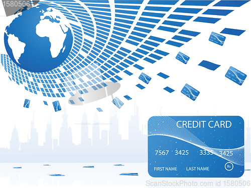 Image of pool of credit cards around the globe