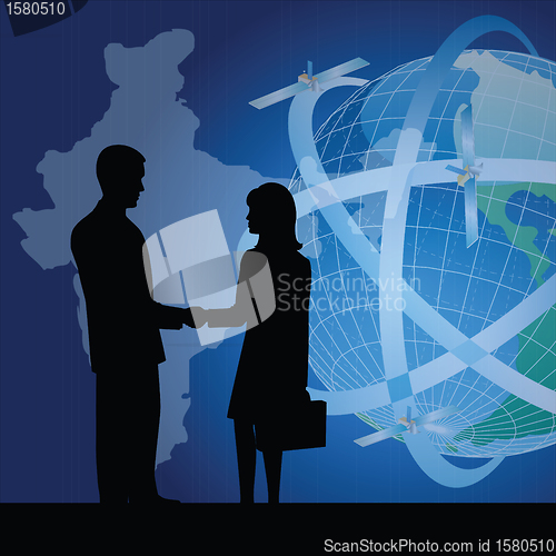 Image of silhouette of business people showing business agreement