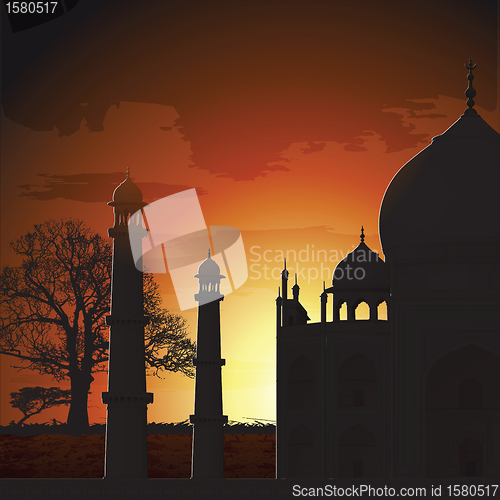 Image of silhouette view of Taj Mahal, agra, India