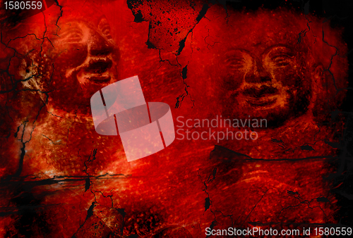 Image of grunge red buddha background