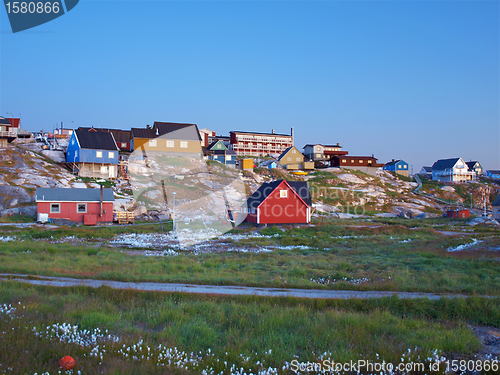 Image of Ilulissat at dusk in summer, Greenland.