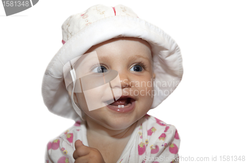 Image of Little baby in panama smiling