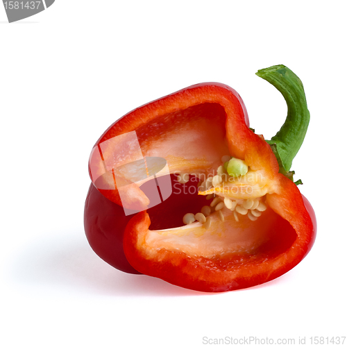 Image of red paprika pepper isolated on white background