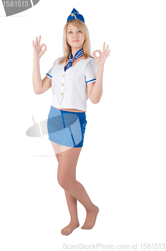 Image of Young beautiful air hostess