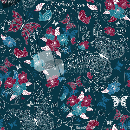 Image of Seamless ester dark blue pattern