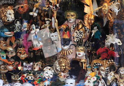 Image of Masks shop window in Venice