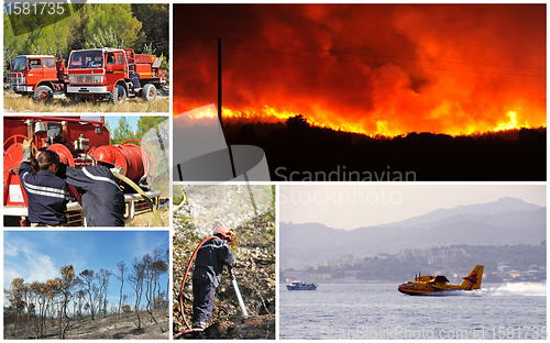 Image of firefighter and fire