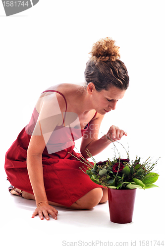 Image of woman and flowers