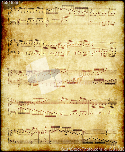 Image of music notes on old paper