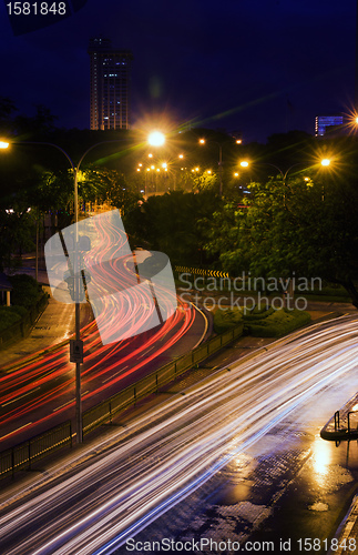 Image of car lights at night