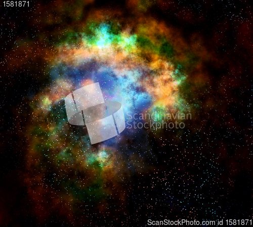 Image of outer space cloud nebula and stars