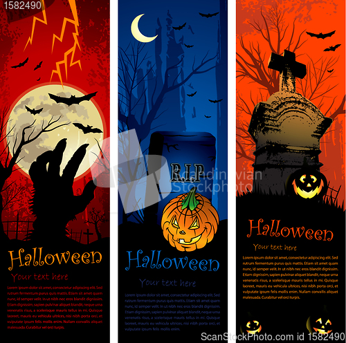 Image of halloween party invitation banners