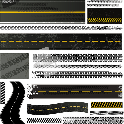 Image of Road and tire track illustrations