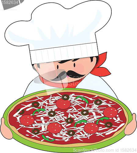 Image of Chef and Pizza