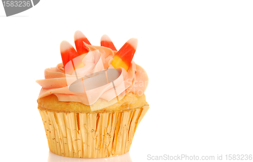 Image of Halloween cupcake with candy corn