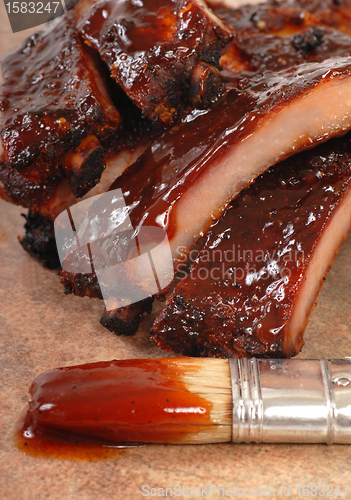 Image of Delicious BBQ ribs with tangy sauce