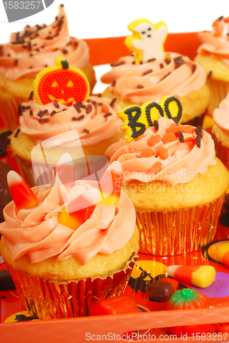 Image of Halloween cupcakesd on a tray