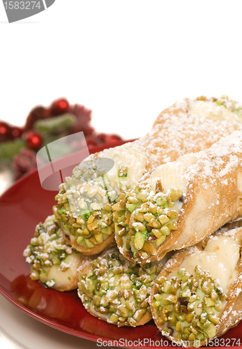 Image of Plate of Christmas Cannolis