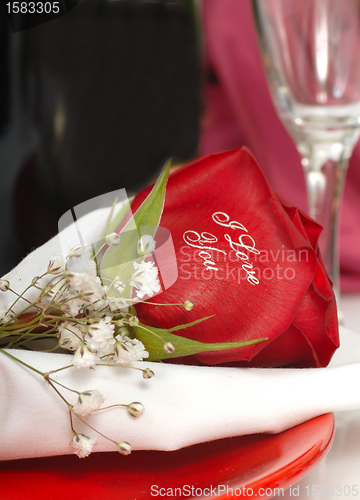 Image of Red Rose that says I Love You