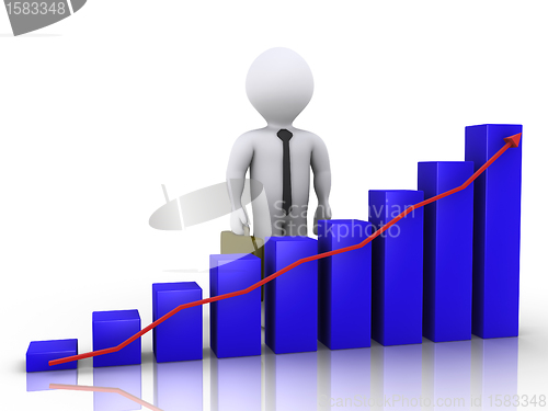 Image of Businessman standing behind chart
