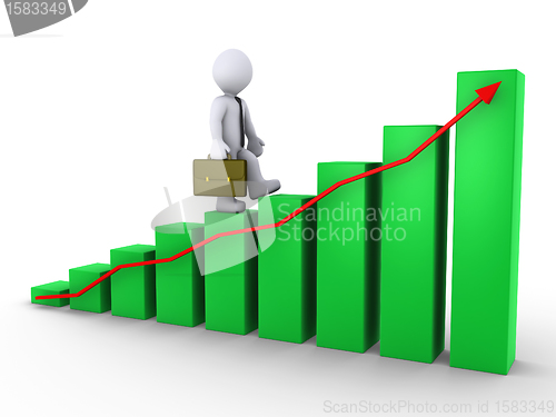 Image of Businessman walking on chart