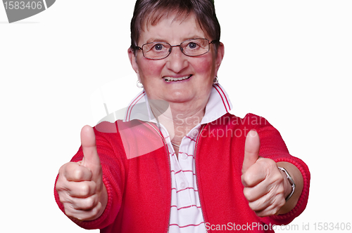 Image of pensioner with thumbs up