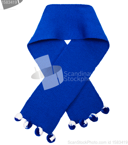 Image of Blue wool knitted scarf