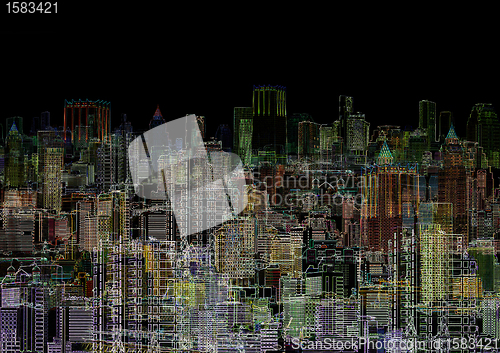 Image of Abstract graphic composition - night metropolis