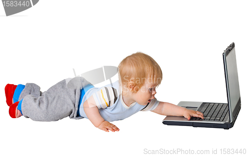 Image of Boy runs to the computer