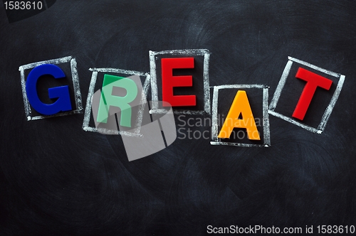 Image of Great - word on a blackboard