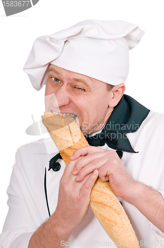 Image of funny chef with loaf