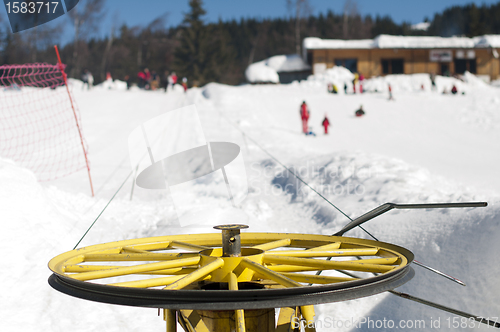 Image of Ski lift and skiers