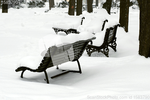 Image of Bench at snow