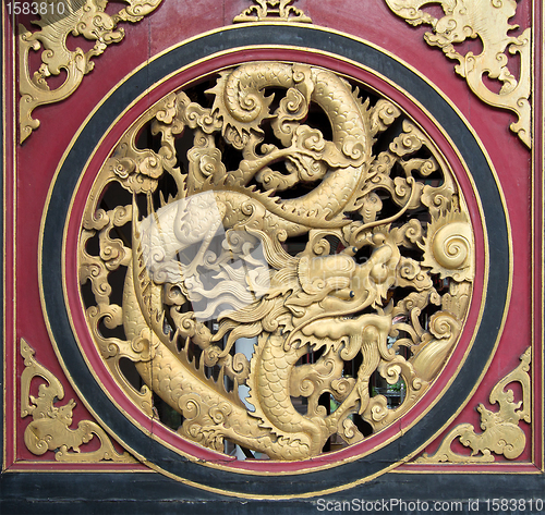 Image of Wood Carved Chinese Dragon