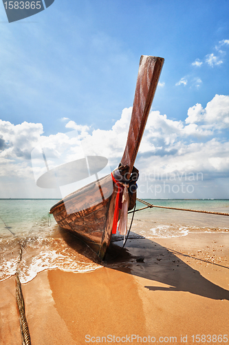 Image of Wooden traditional boat on the beach - Thailand
