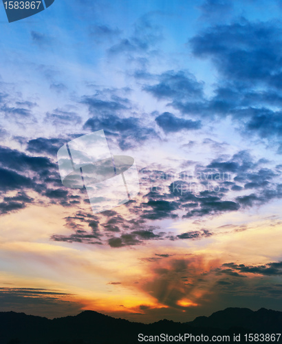 Image of Sunset over the mountains, Thailand