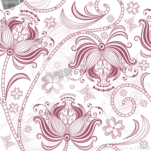 Image of Burgundy seamless floral pattern