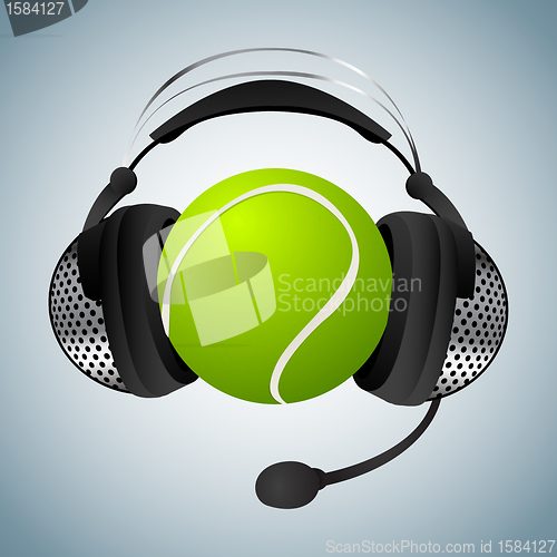 Image of Tennis ball with headphones 