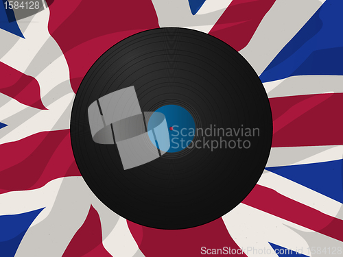 Image of Vintage vinyl disk and Union Jack