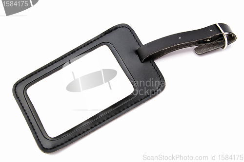 Image of Black leather Luggage tag