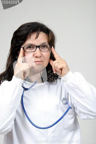 Image of Doctor isolated on white, beautiful nurse woman